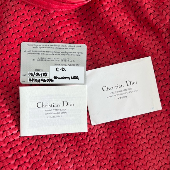 Lady Dior Soft Red Lambskin Leather Large Shopper Tote Authenticity card dustbag - Picture 12 of 13